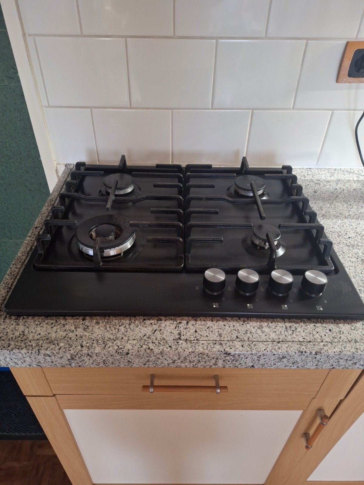 Inbouw gaskookplaat met 4 pitten - Zwart, Witgoed en Apparatuur, Kookplaten, Ophalen, Gebruikt, 4 kookzones, Inbouw