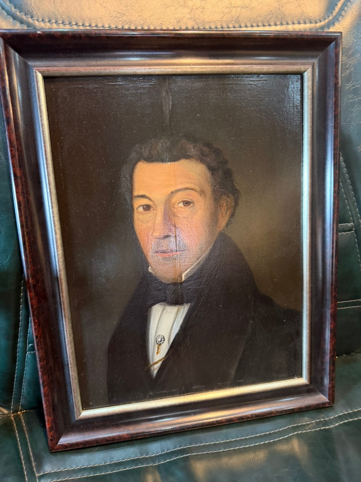 19e eeuws portret van verre voorvader familie van der Hoofd, Ophalen of Verzenden