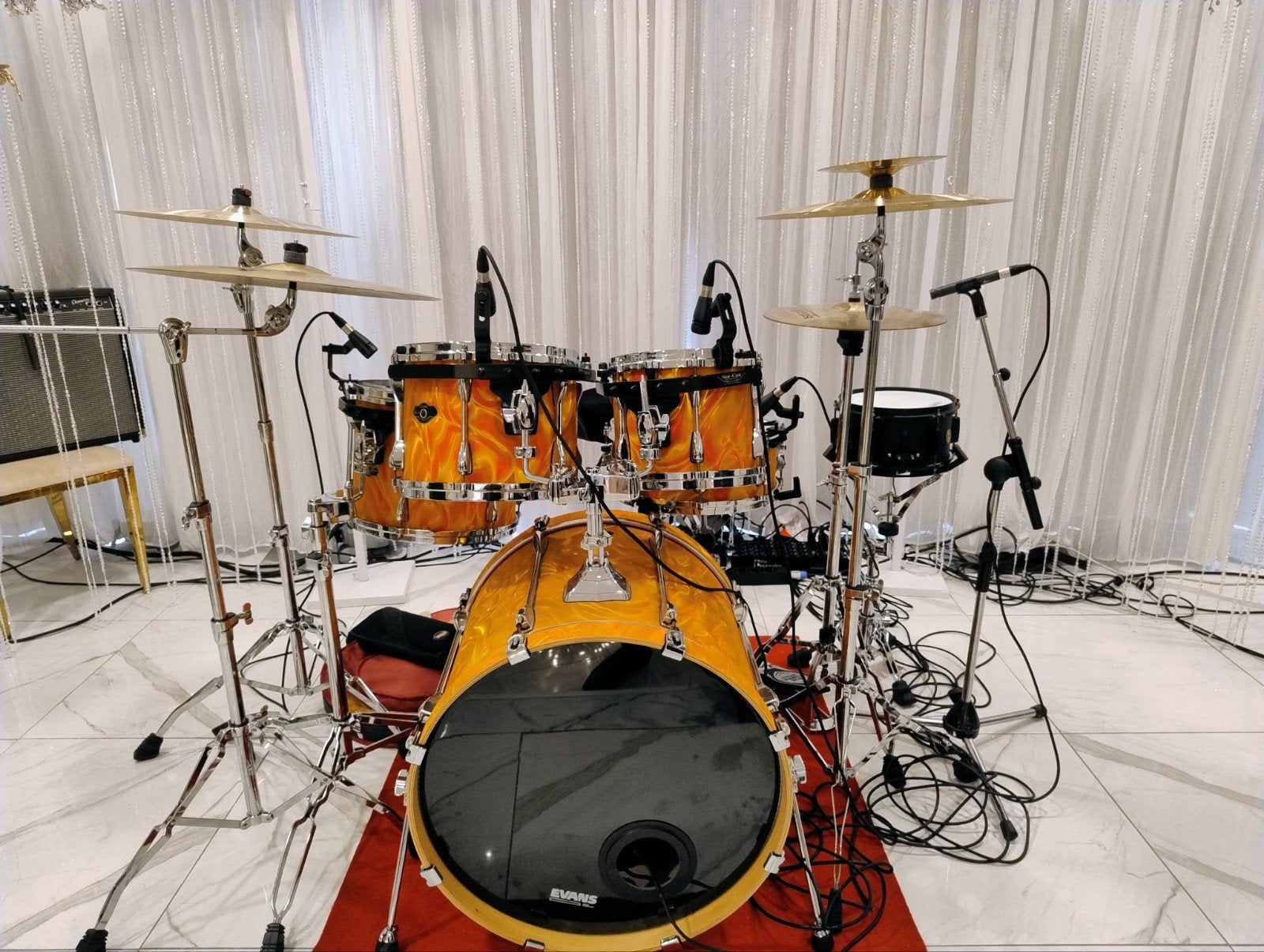 Tama Superstar Satin Flame incl. Hardware en hoezen, Muziek en Instrumenten, Drumstellen en Slagwerk, Ophalen, Gebruikt, Tama