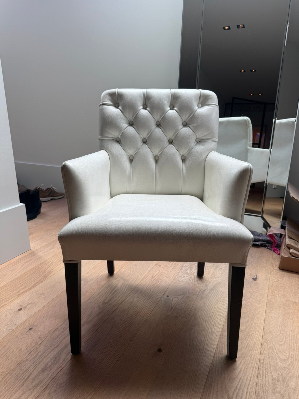 6 DIÈZ Design Eetkamerstoelen – Wit Leer – Luxe Uitvoering, Huis en Inrichting, Gebruikt, Ophalen of Verzenden, Minder dan 150 cm