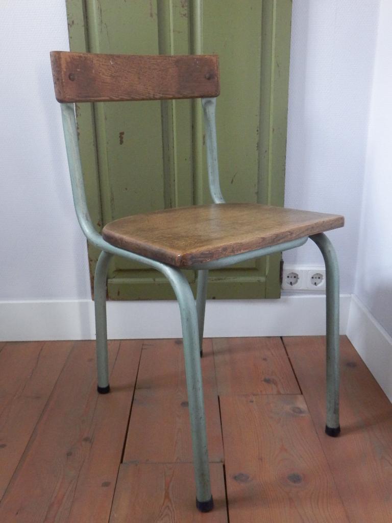 Set: 2x stoere schoolstoel, Franse vintage, Ophalen