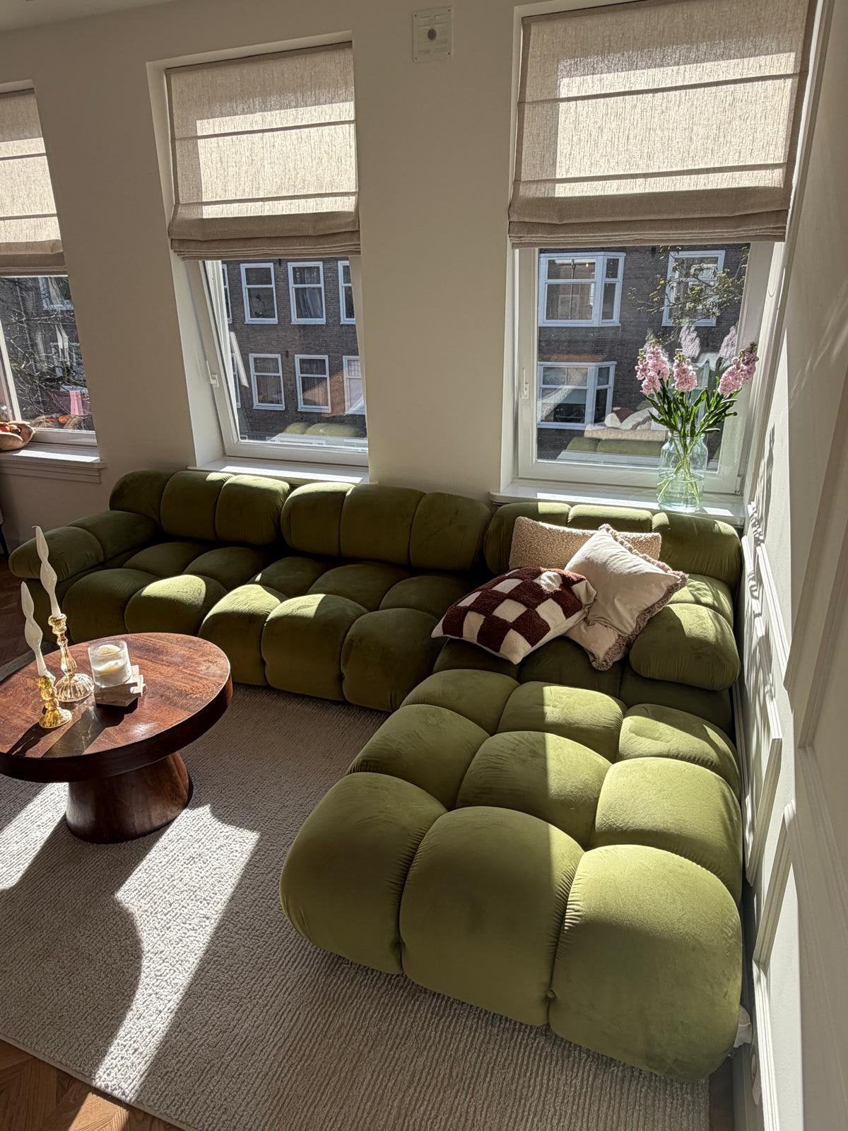 Mooie design lounge hoekbank, Ophalen, Zo goed als nieuw