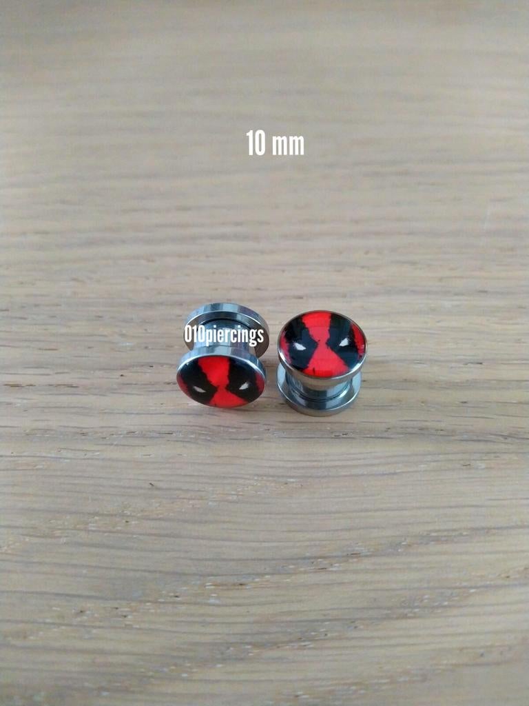 Nieuwe pluggen, tunnels. Staal. Deadpool. 5, 10, 12, 14, 16, Ophalen of Verzenden, Zo goed als nieuw, Staal, Oor- of Traguspiercing