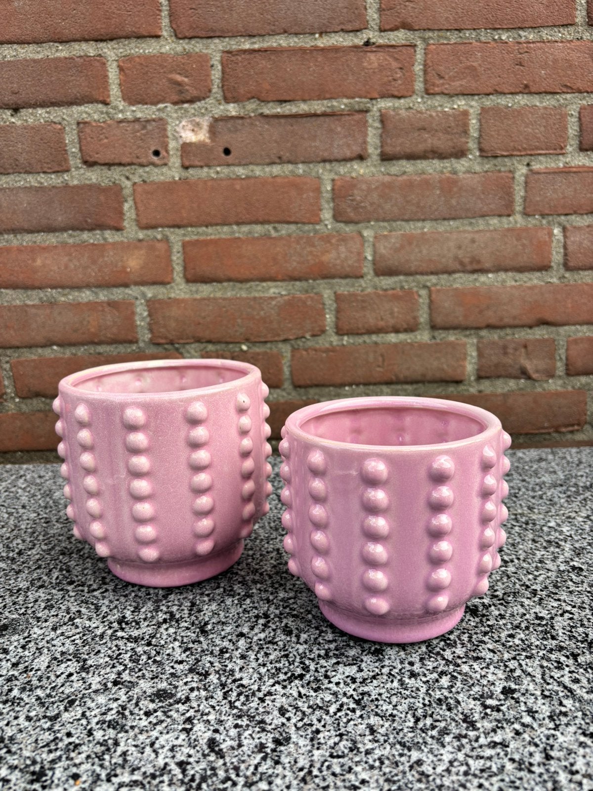 2x roze pot, Tuin en Terras, Bloempotten, Ophalen, Rond, Zo goed als nieuw, Aardewerk