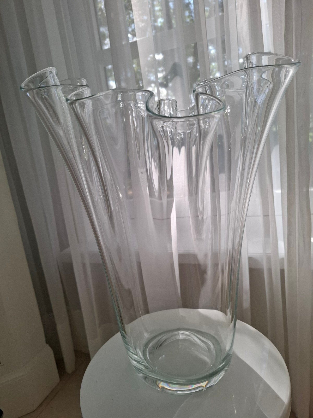 glazen vaas 42 cm hoog, Glas, Ophalen of Verzenden, Zo goed als nieuw, Geschikt voor buiten