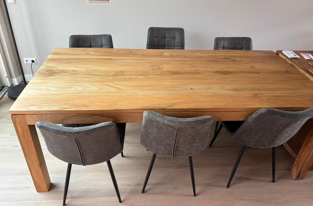 Massief Sheeshamhouten Eettafel, Huis en Inrichting, Tafels | Eettafels, Ophalen, Gebruikt, 200 cm of meer, 50 tot 100 cm