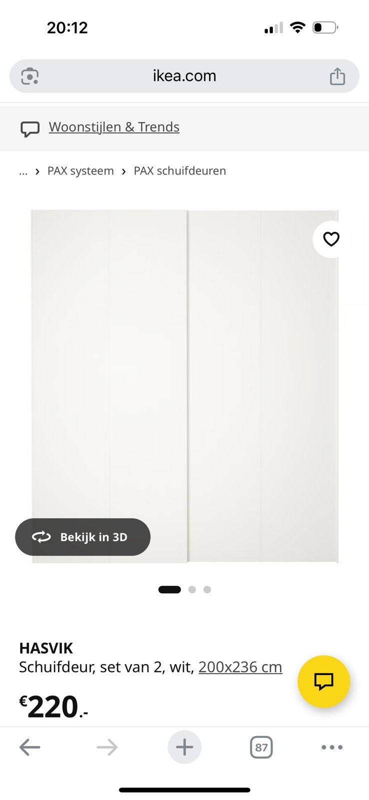Hasvik ikea schuifdeuren incl rails voor op pax NIEUWSTAAT, 200 cm of meer, Zo goed als nieuw, 50 tot 75 cm, 50 tot 100 cm