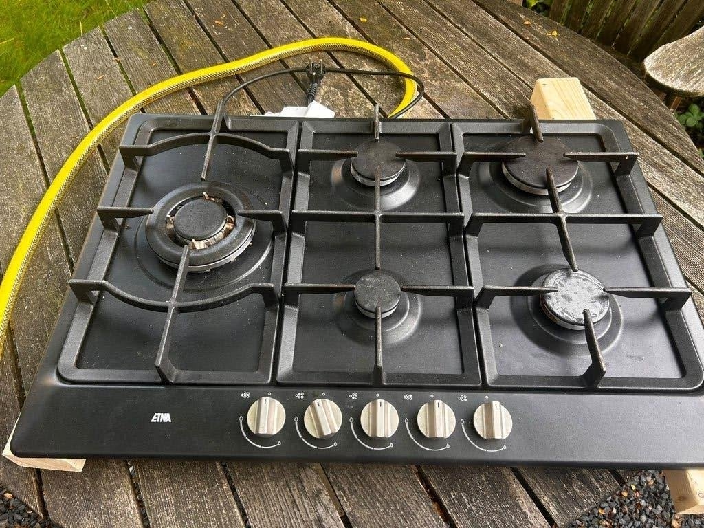 ETNA KG775ZTA 5-pits gaskookplaat 75 cm matzwart, Gebruikt, Ophalen of Verzenden, Inbouw, Gas