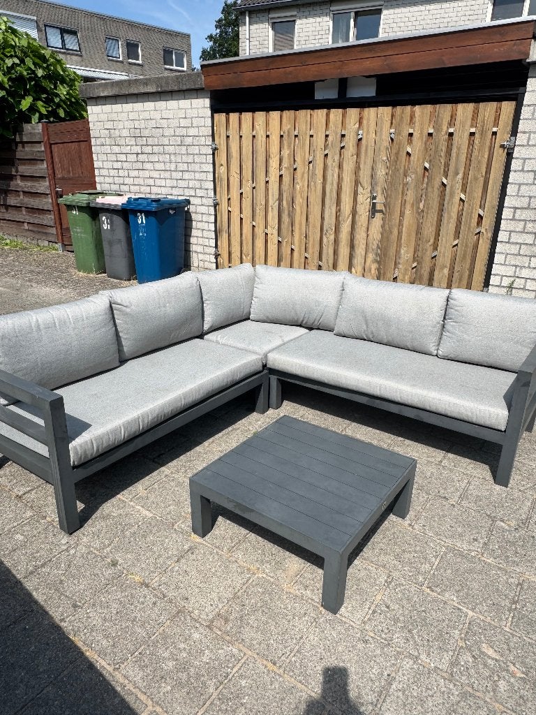 Le sud loungeset antraciet aluminium staal €150, Ophalen, Gebruikt, 6 zitplaatsen, Bank