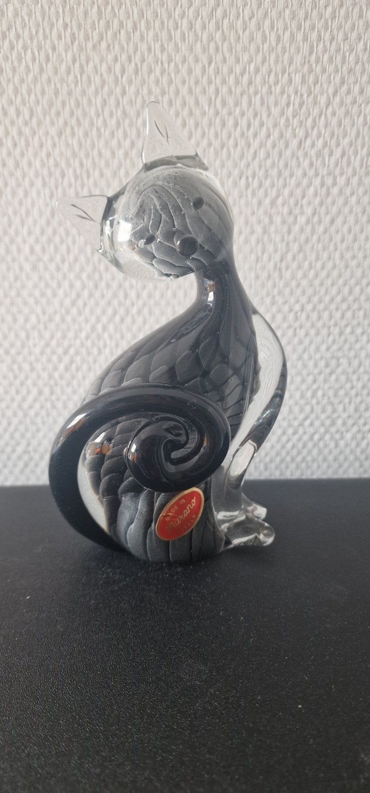 Murano glazen kat - Zwart en transparant, Ophalen of Verzenden