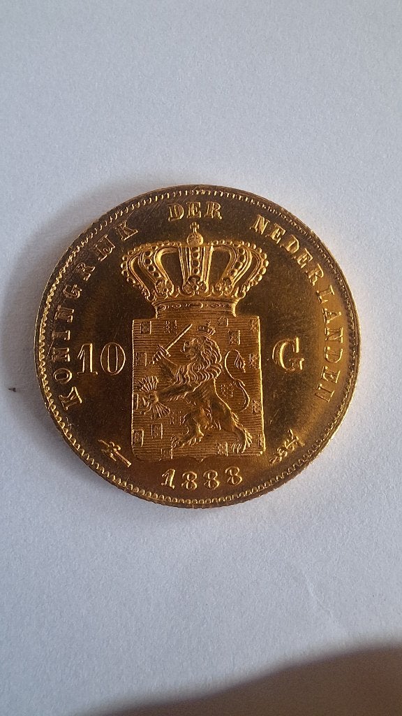 Gouden Tientje 1888 (Willem III) Zeldzaam (Zeer Fraai +)), Postzegels en Munten, Koning Willem III, Losse munt, 10 gulden, Goud