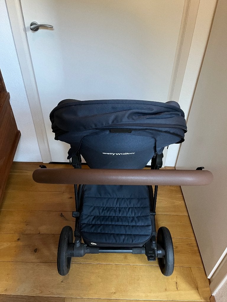 Kinderwagen Easywalker Harvey donkerblauw inclusief wiegbak, Gebruikt, Verstelbare duwstang, Ophalen, Kinderwagen