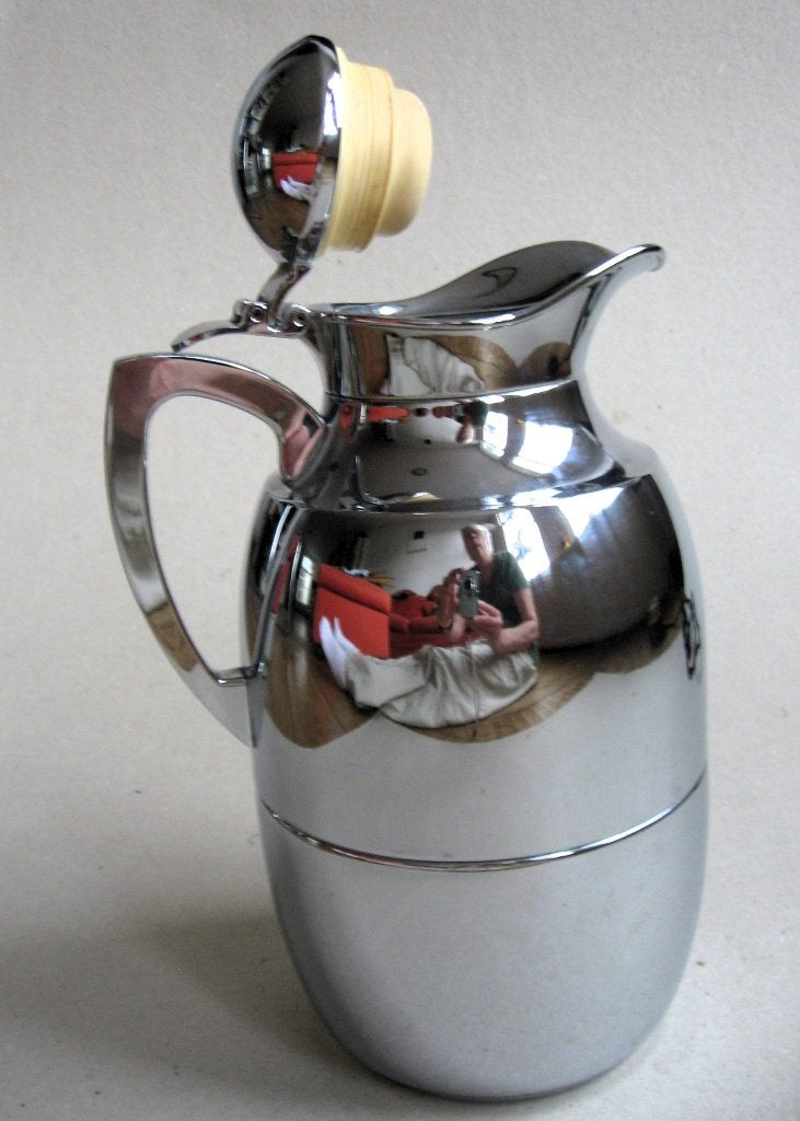 Mooie chroom Alfi thermoskan, 1 liter, als nieuw, Overige typen, Zilver, Ophalen of Verzenden, Zo goed als nieuw
