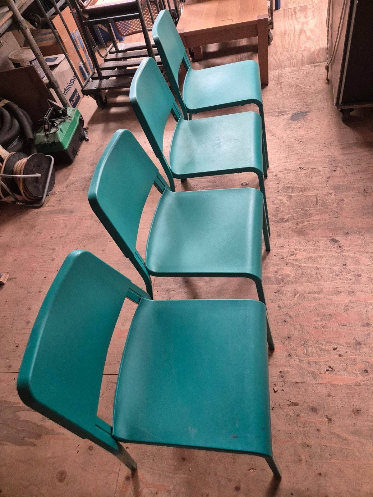 4x ikea teodores stoelen zee groen, Ophalen of Verzenden, Gebruikt, Overige kleuren, Vier