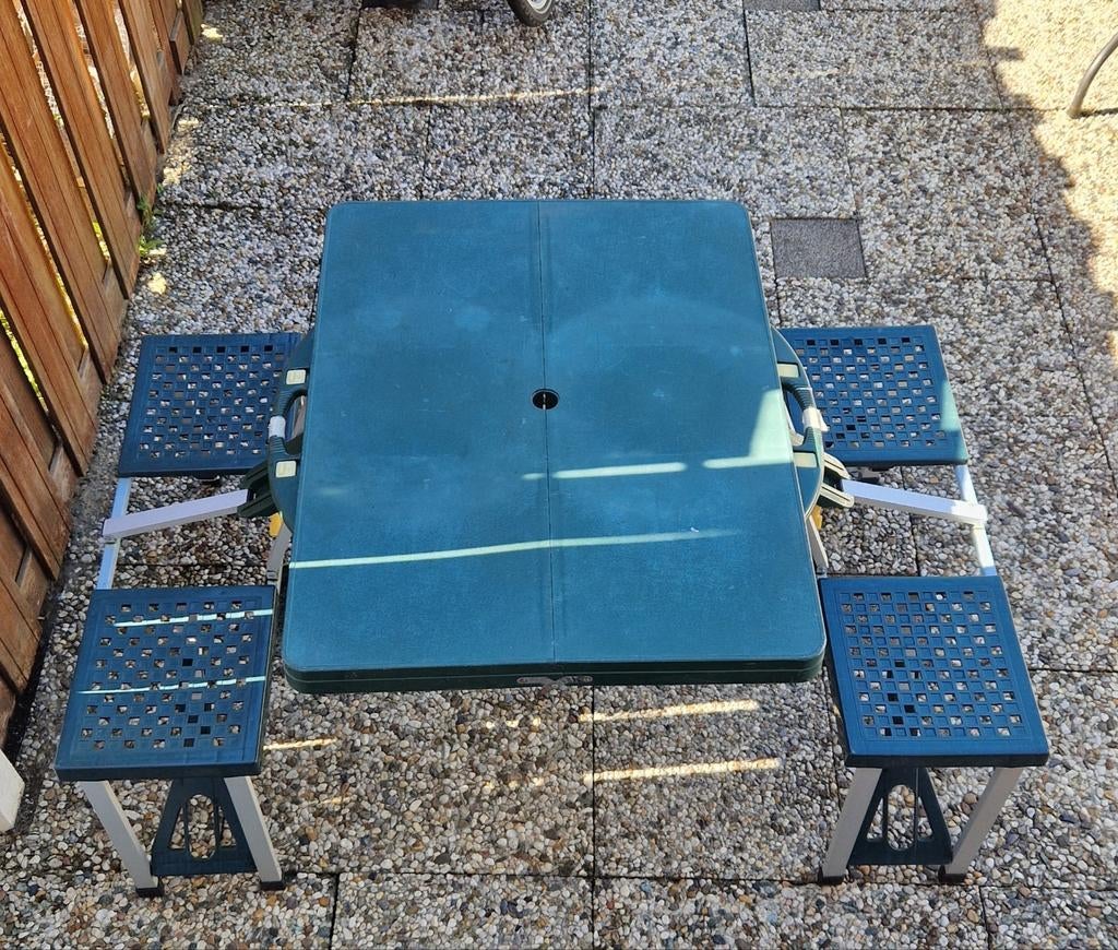 Picknicktafel met 4 zitplaatsen., Tuin en Terras, Picknicktafels, Ophalen, Gebruikt, Rechthoekig, Hout