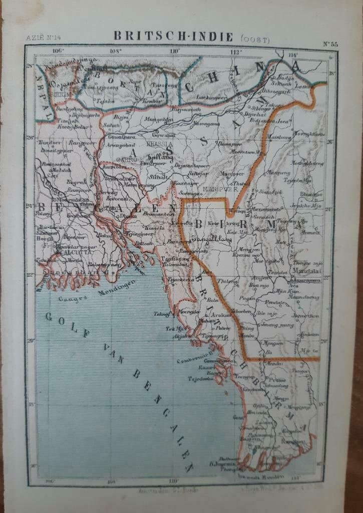 55 / Litho uit 1882 van J. Kuyper Britisch Indië, Birma, Antiek en Kunst, Ophalen of Verzenden