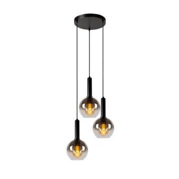 Lucide hanglamp Marius 3x40W zwart, Ophalen, Zo goed als nieuw, Glas, Minder dan 50 cm