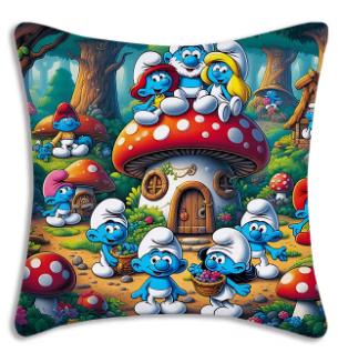 Smurfen kussenhoes(overtrek) 30-30cm met rits, Verzenden, Nieuw, Vierkant