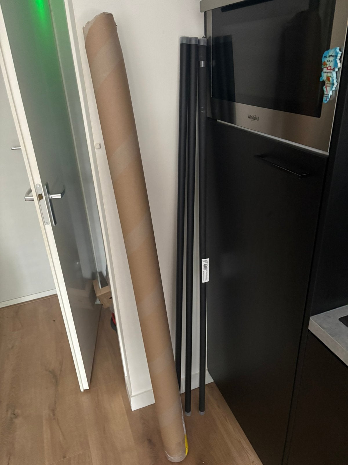 Matzwarte gordijn roede 28mm 160 cm, Ophalen, Kwantum, Zwart, Metaal