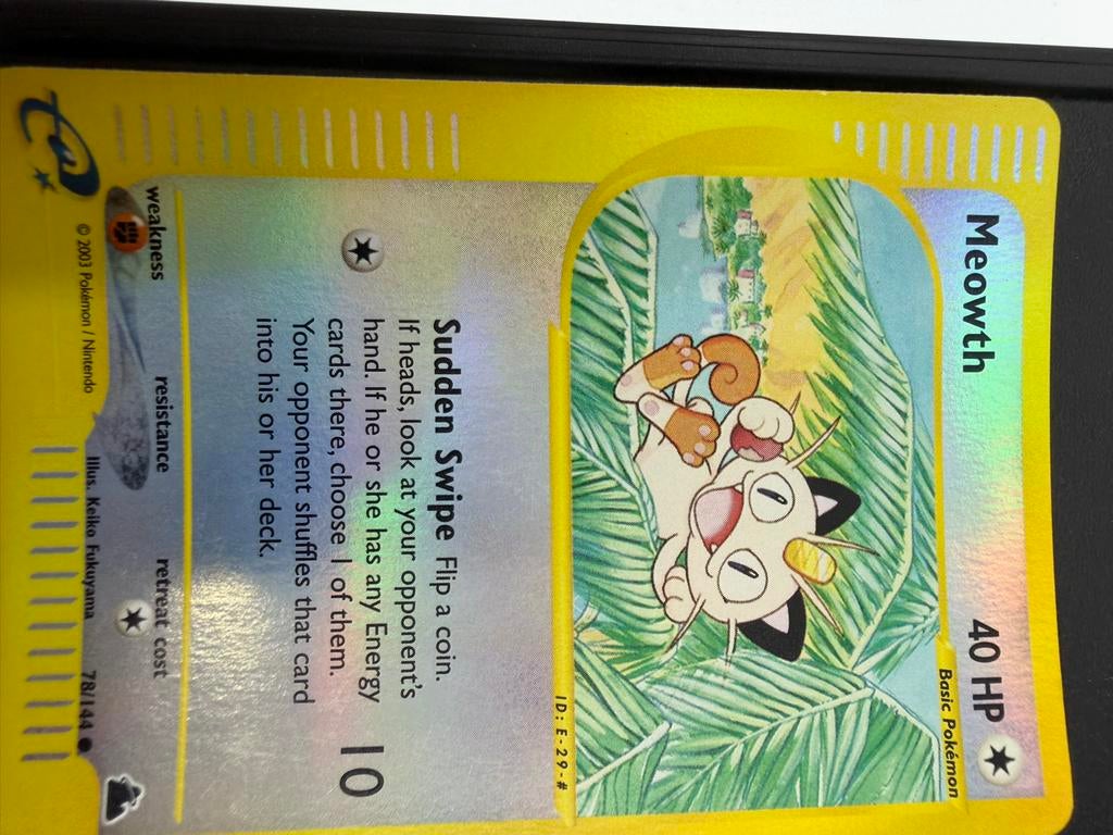 Meowth Pokémon Kaart 78/144 - skyridge (2003), Ophalen of Verzenden, Gebruikt, Losse kaart