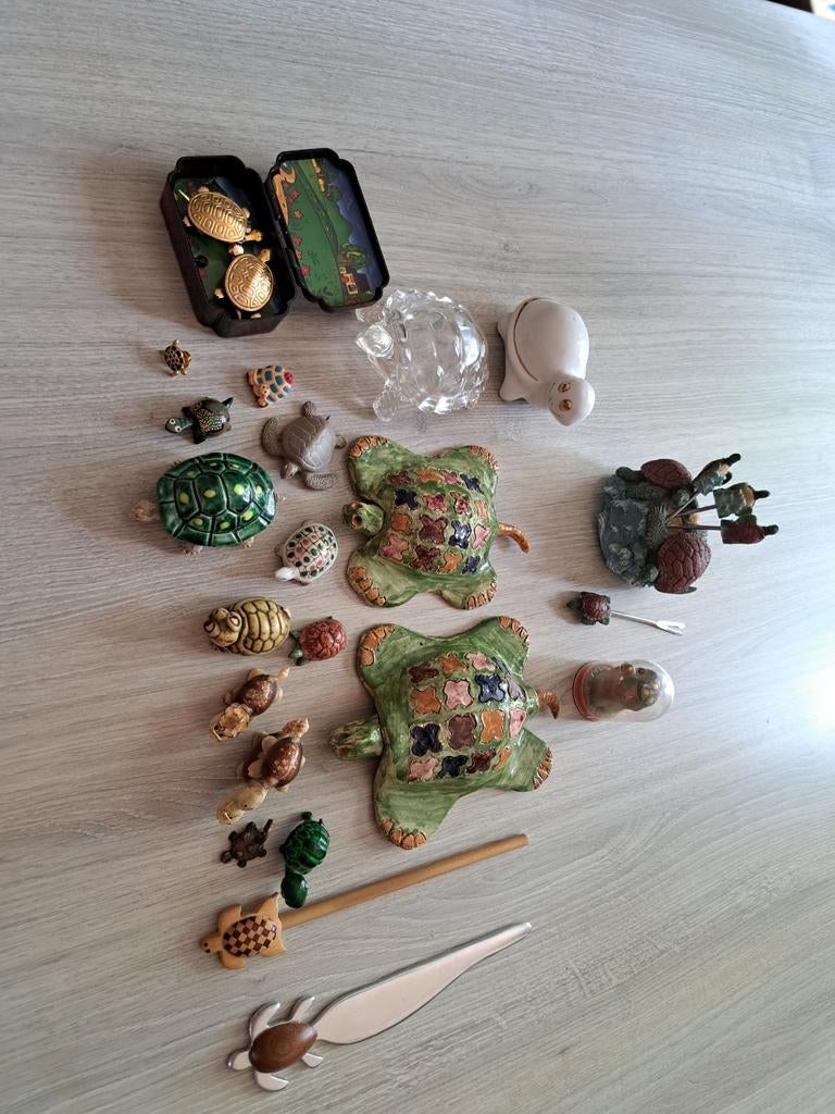 Verzameling van diverse schildpad beeldjes en decoraties, Ophalen of Verzenden, Gebruikt, Dier