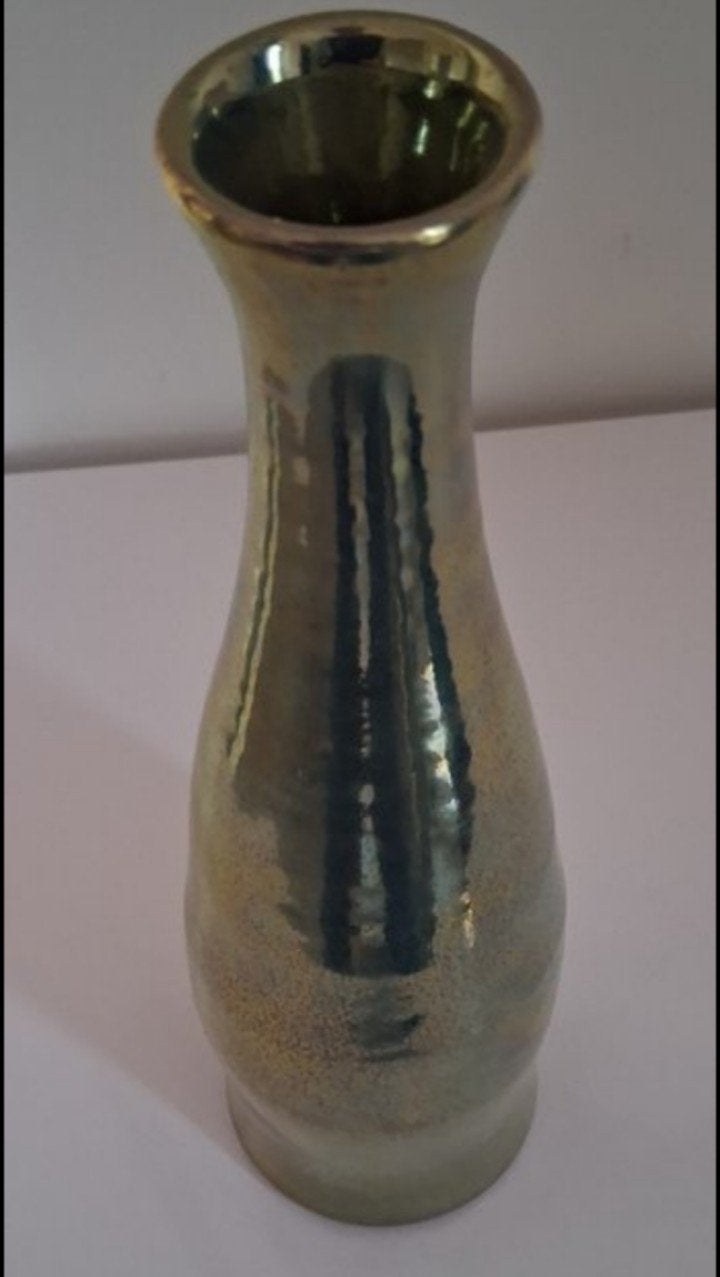 Prachtige Kasper Mobach gouden vintage vaas 1970-1980, 28 cm, Handgemaakt, Verzenden, Nieuw