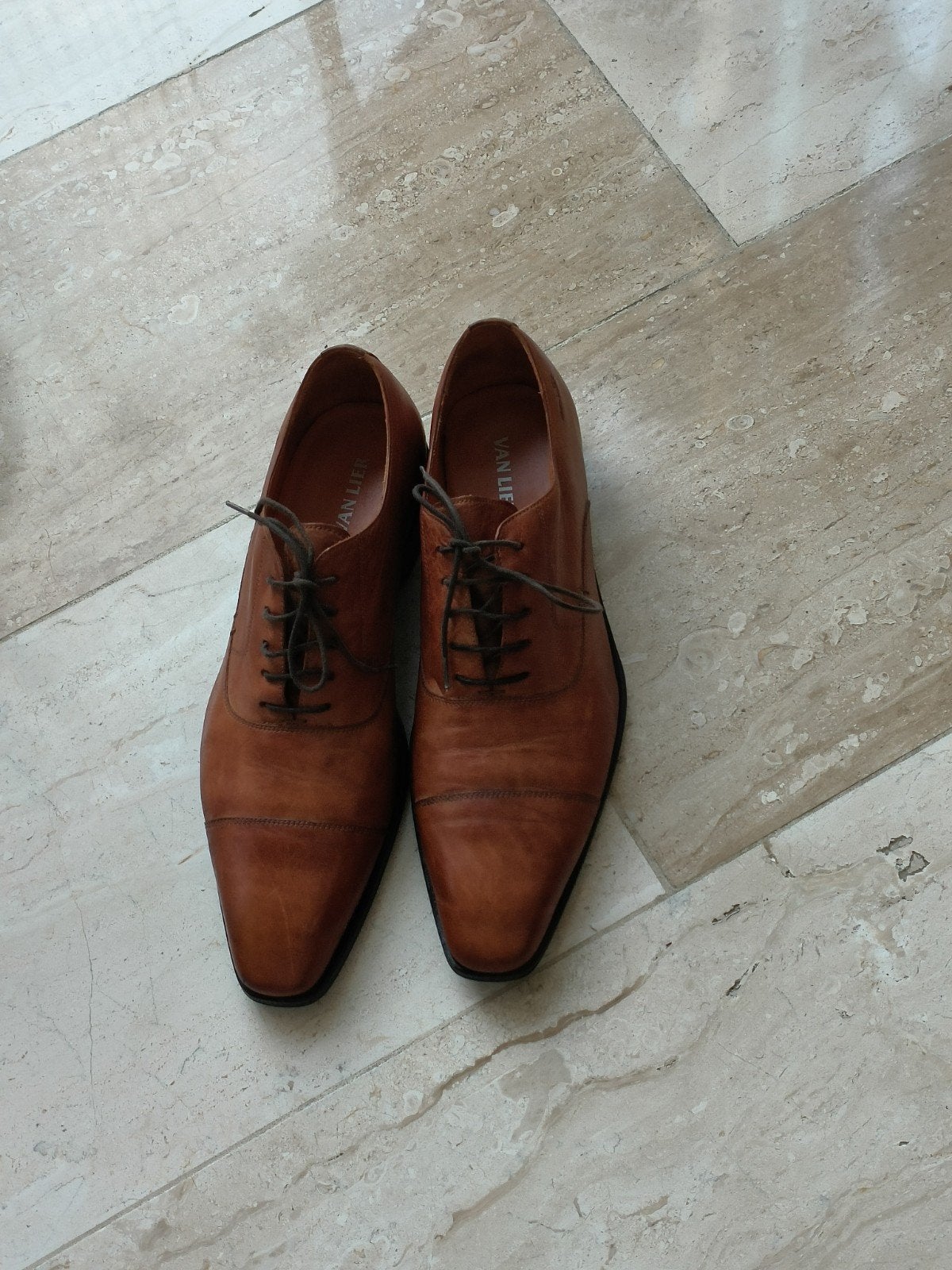 Van Lier herenschoenen maat 10, bruin, nette schoenen 44,5, Bruin, Verzenden, Van Lier, Gedragen