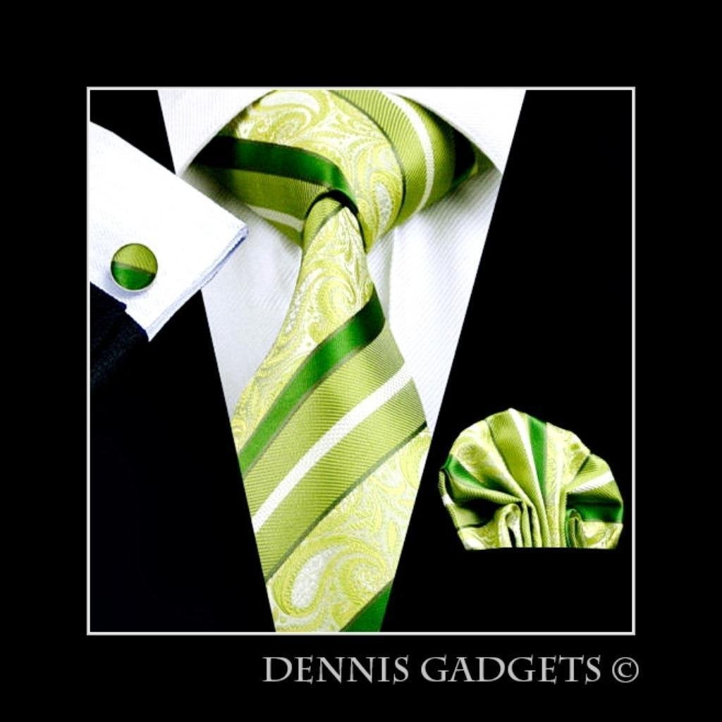 Dennis Gadgets: 100 % zijden stropdas ( 3 delig !! ) DG 0452, Ophalen of Verzenden, Nieuw, Groen, Met patroon