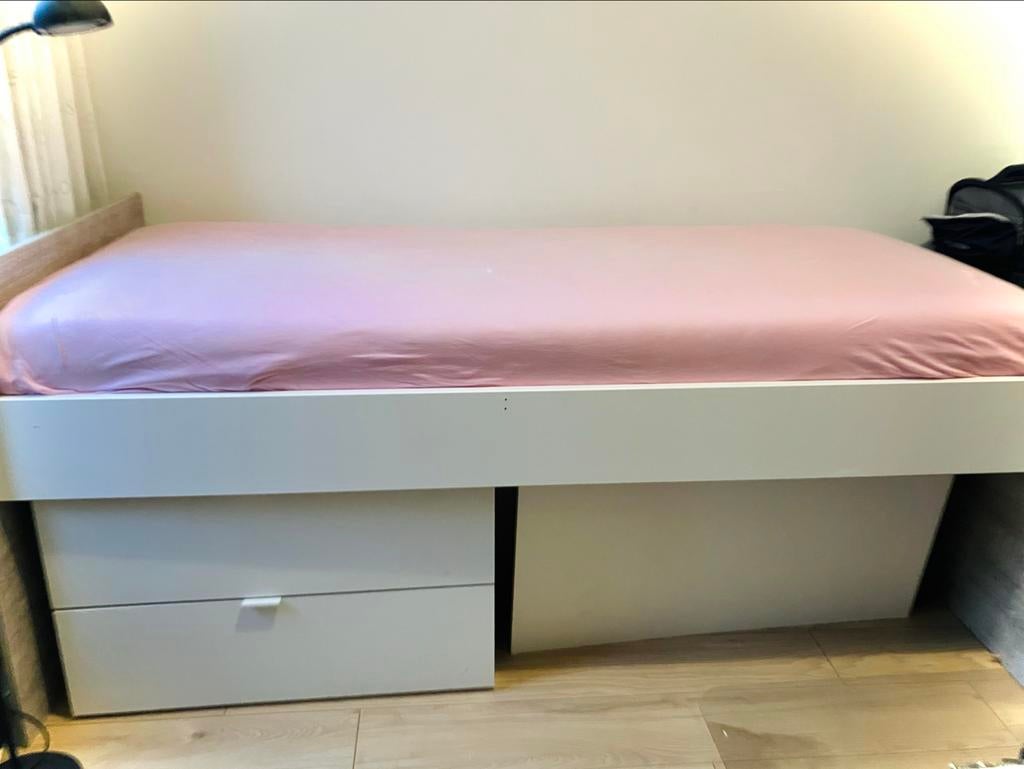 Eenpersoons lattenbodem en matras Leen Bakker (zonder bed), Ophalen, Gebruikt, 90 cm, Eenpersoons
