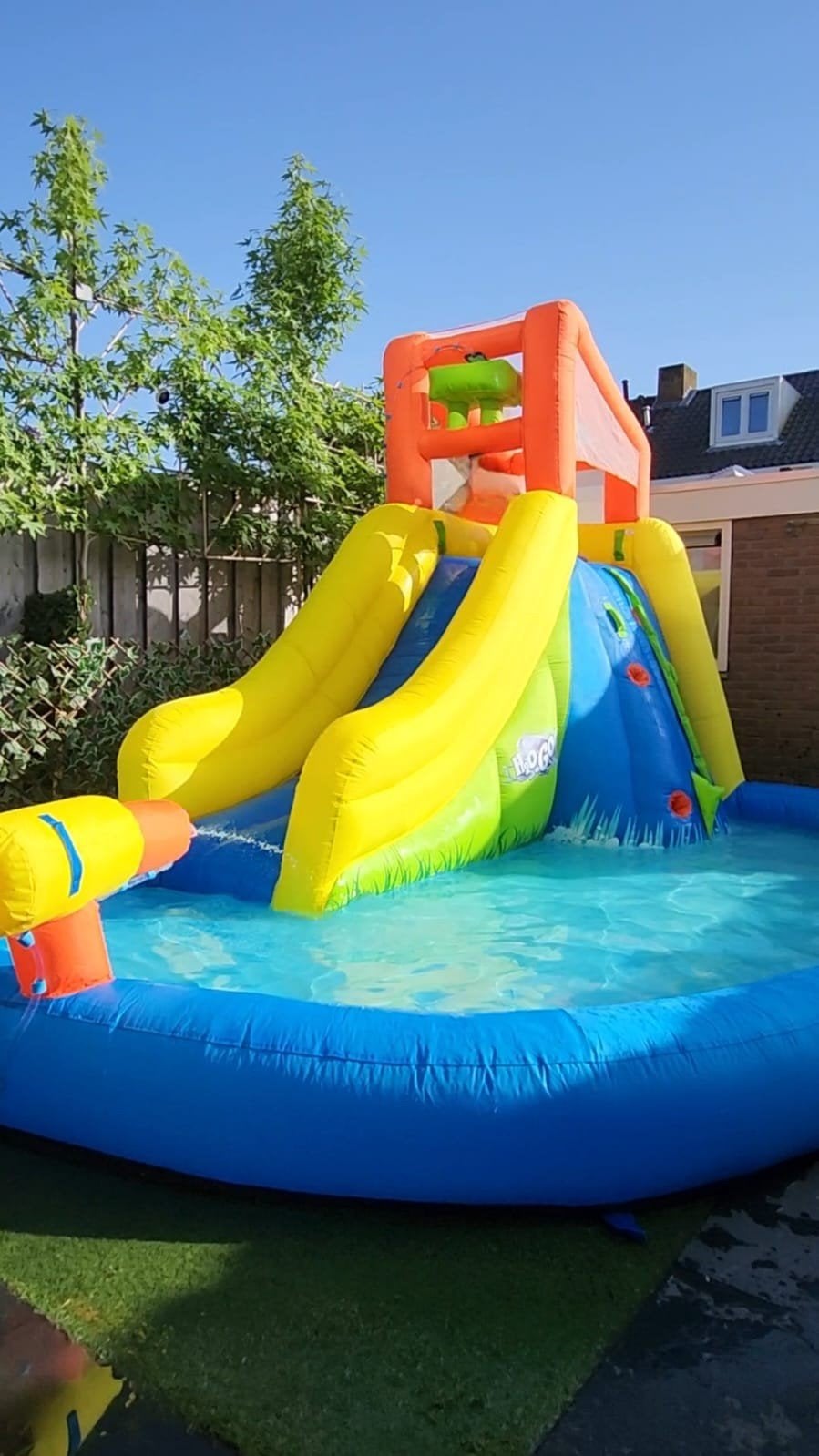 Te HUUR Opblaasbaar Waterpark met Glijbaan, Ophalen of Verzenden, Zo goed als nieuw