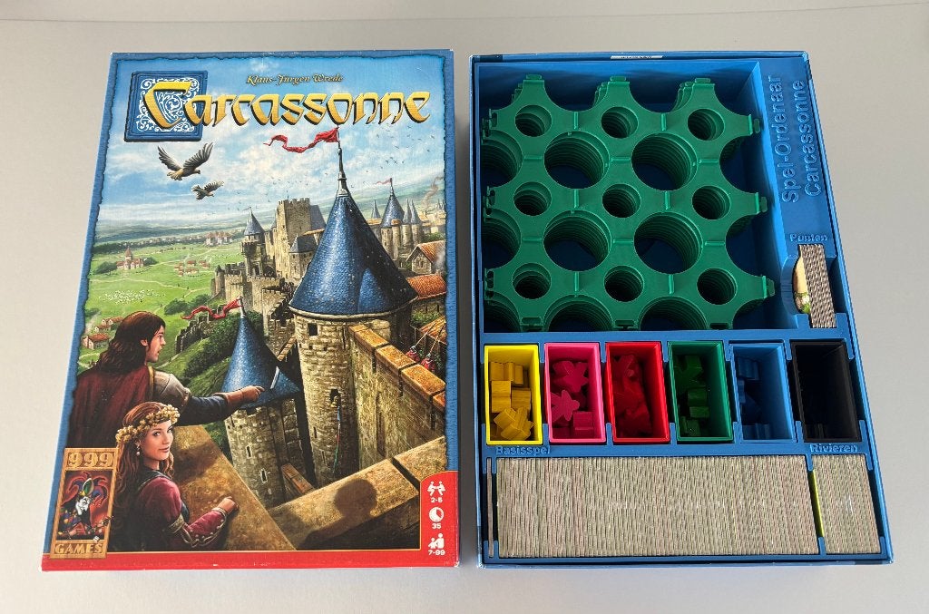 Carcassonne doos-indeling / organizer – perfect overzicht, Nieuw, Ophalen of Verzenden, 999 Games, Een of twee spelers