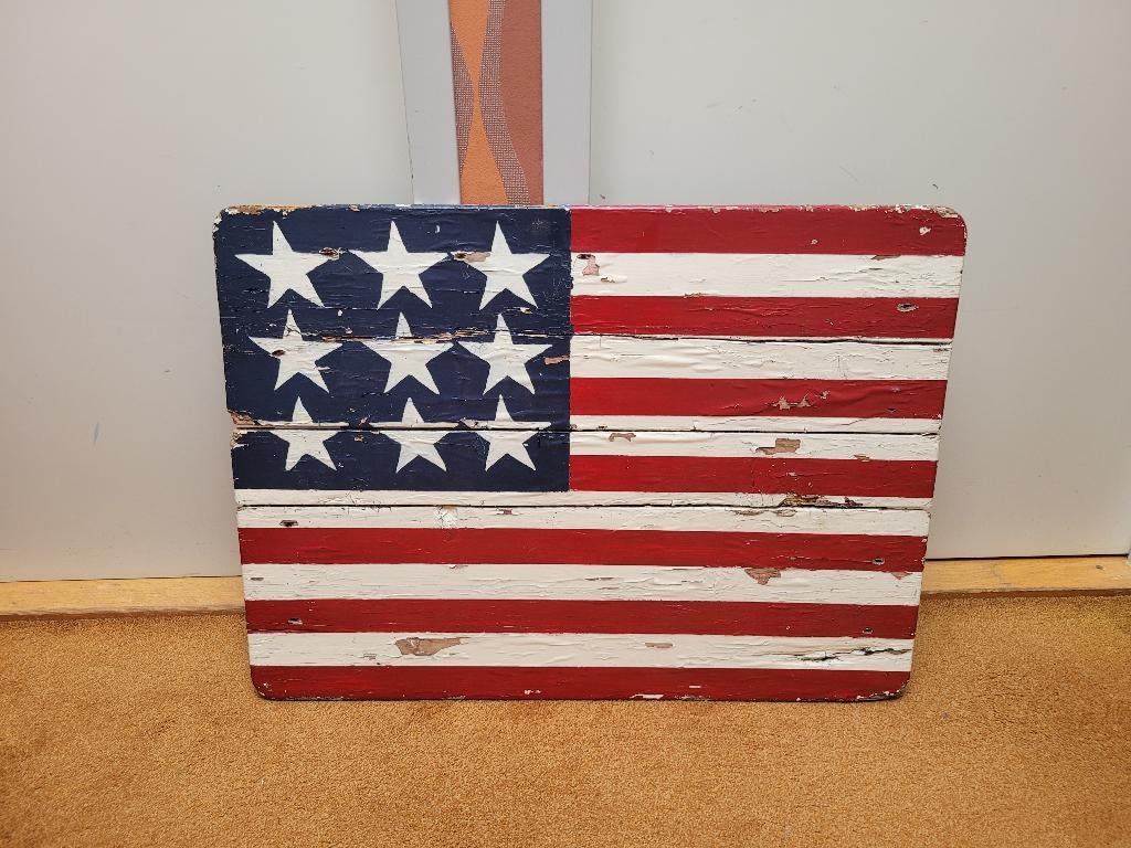 USA vlag op planken geschilderd, Ophalen