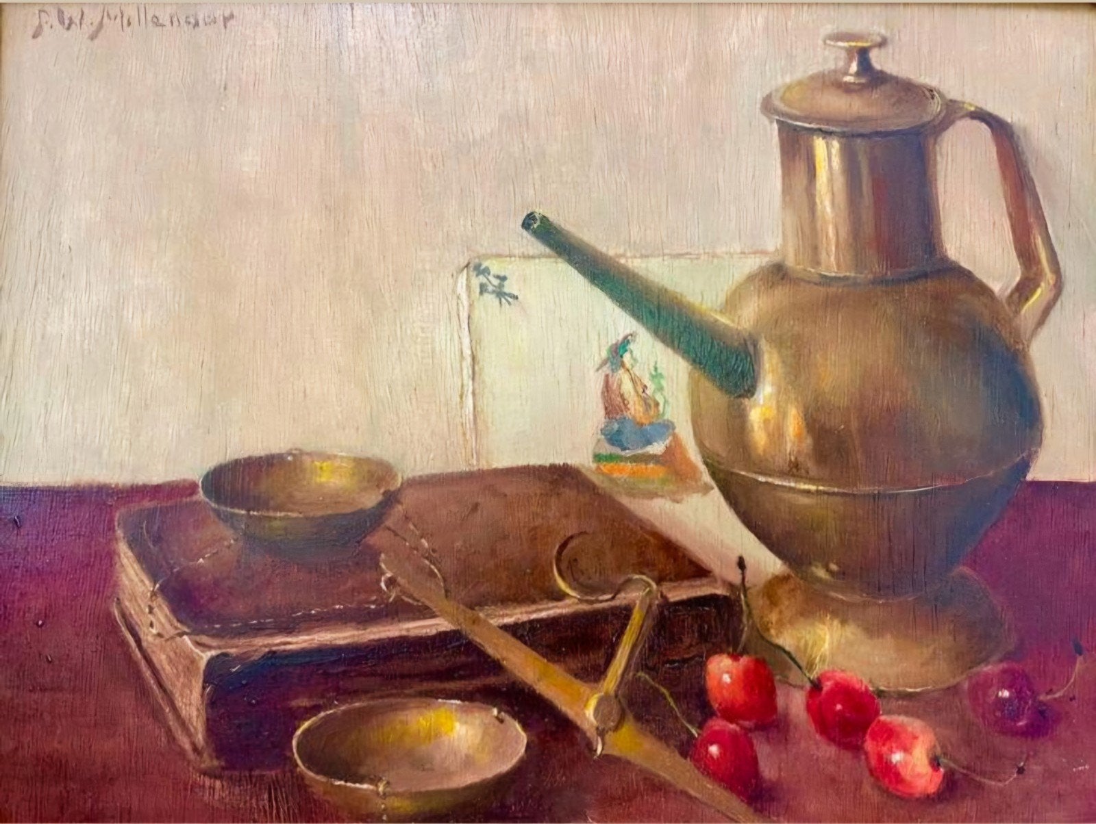 PIETER WILHELM MILLENAAR Antiek olieverfschilderij stilleven, Stilleven, Ophalen of Verzenden, Bijzondere lijst, Olieverf