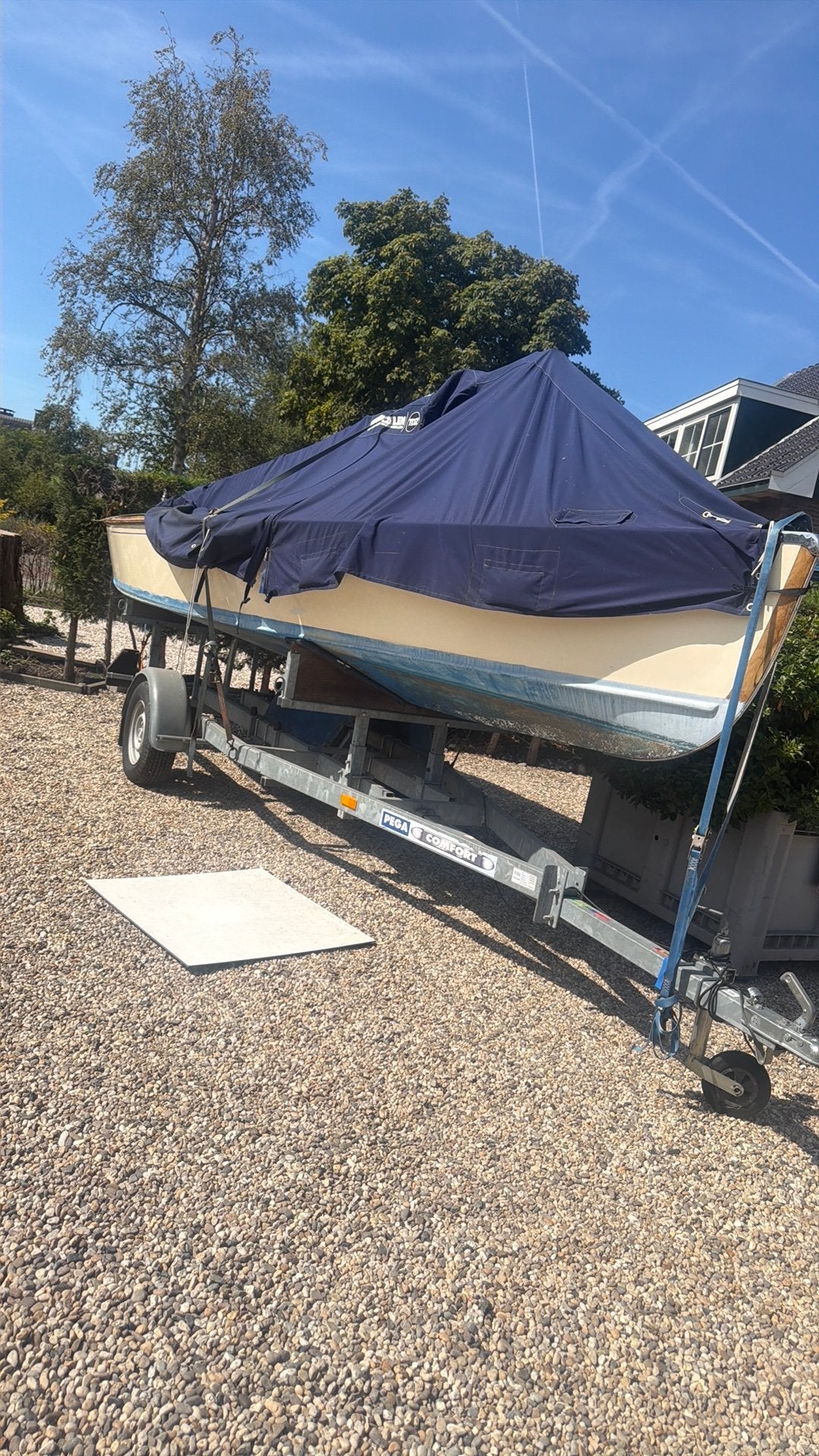 PEGA Comfort enkelas trailer goede staat, Ophalen, Minder dan 1500 kg, Open zeilboottrailer, Minder dan 6 meter