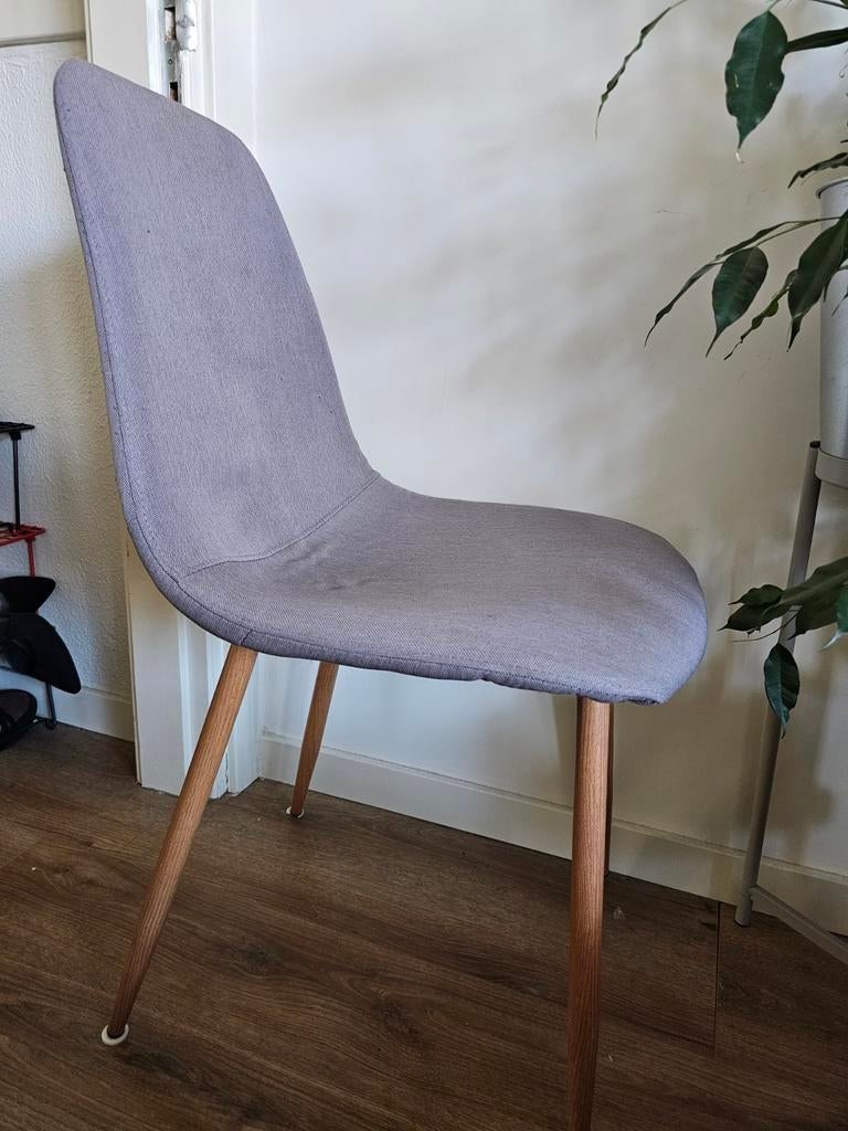 4 Jysk eetkamerstoelen, grijs, Ophalen, Grijs, Stof, Vier