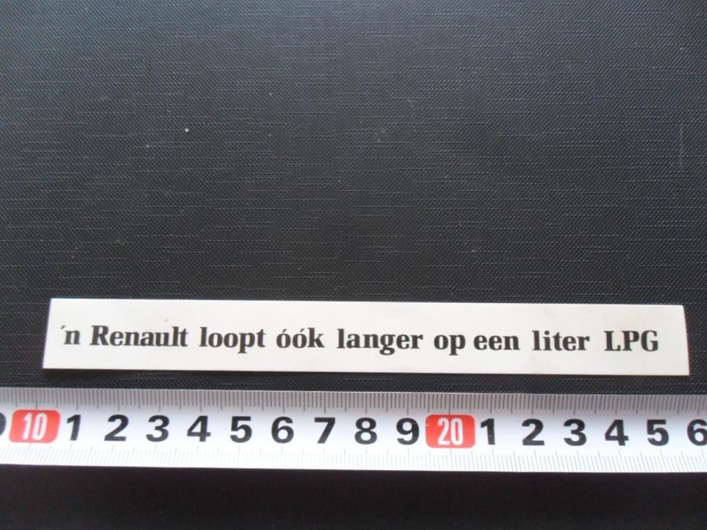 sticker 'n RENAULT loopt óók langer op een liter LPG  *, Ophalen, Zo goed als nieuw