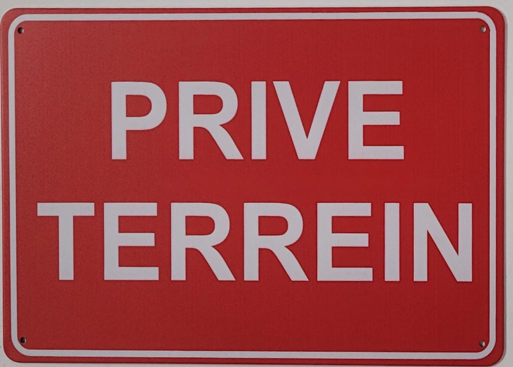 Prive Terrein rood reclamebord van metaal wandbord decoratie, Info@deconoord.nl, Deco Noord, Nieuw, Ophalen of Verzenden