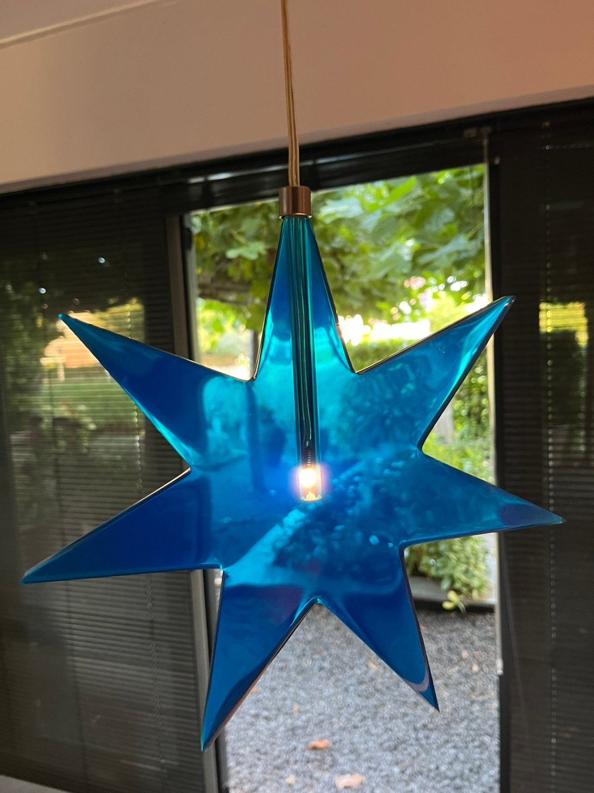 Helderblauwe Ikea glänsa strala hangende kerstster, Ophalen of Verzenden, Gebruikt
