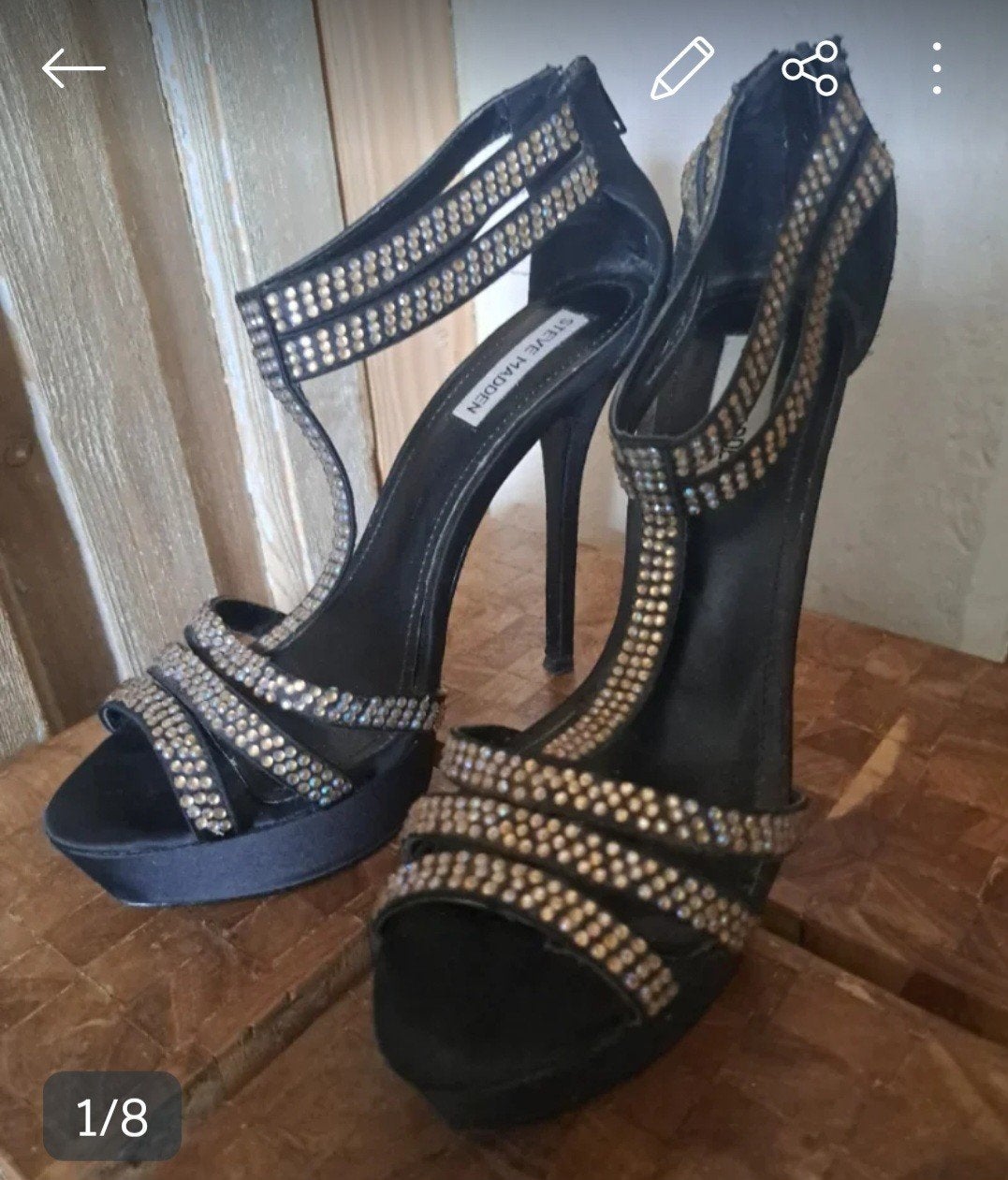 steve madden 40 hoge hakken strass pumps zwart, Zwart, Steve Madden, Ophalen of Verzenden, Zo goed als nieuw