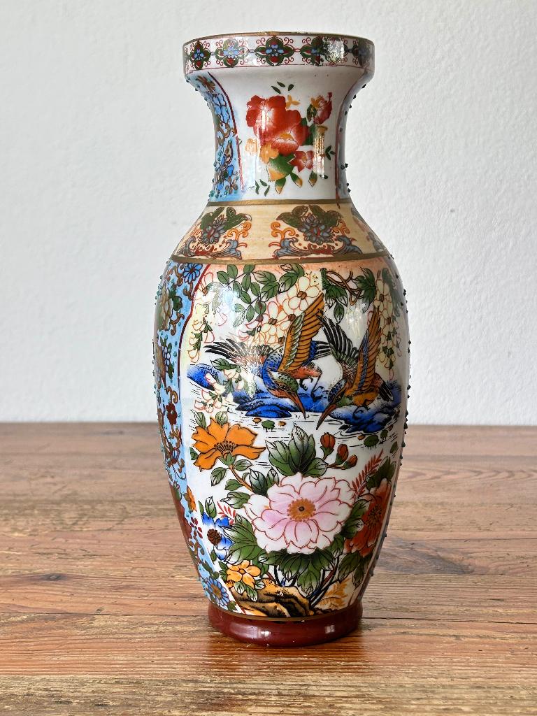 Vaas / bloemenvaas - porselein - Decor IJsvogels / fauna, Antiek en Kunst, Ophalen of Verzenden