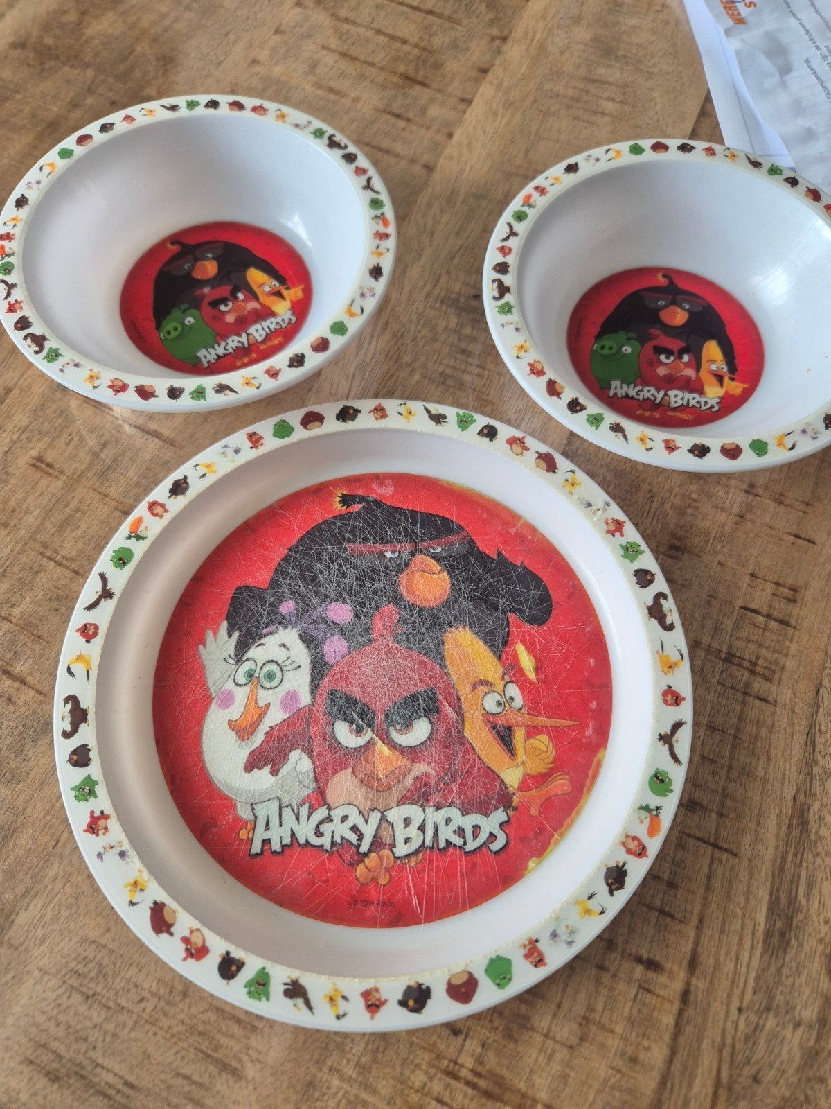 Angry Birds bord en kommen set voor kinderen, Ophalen of Verzenden, Gebruikt