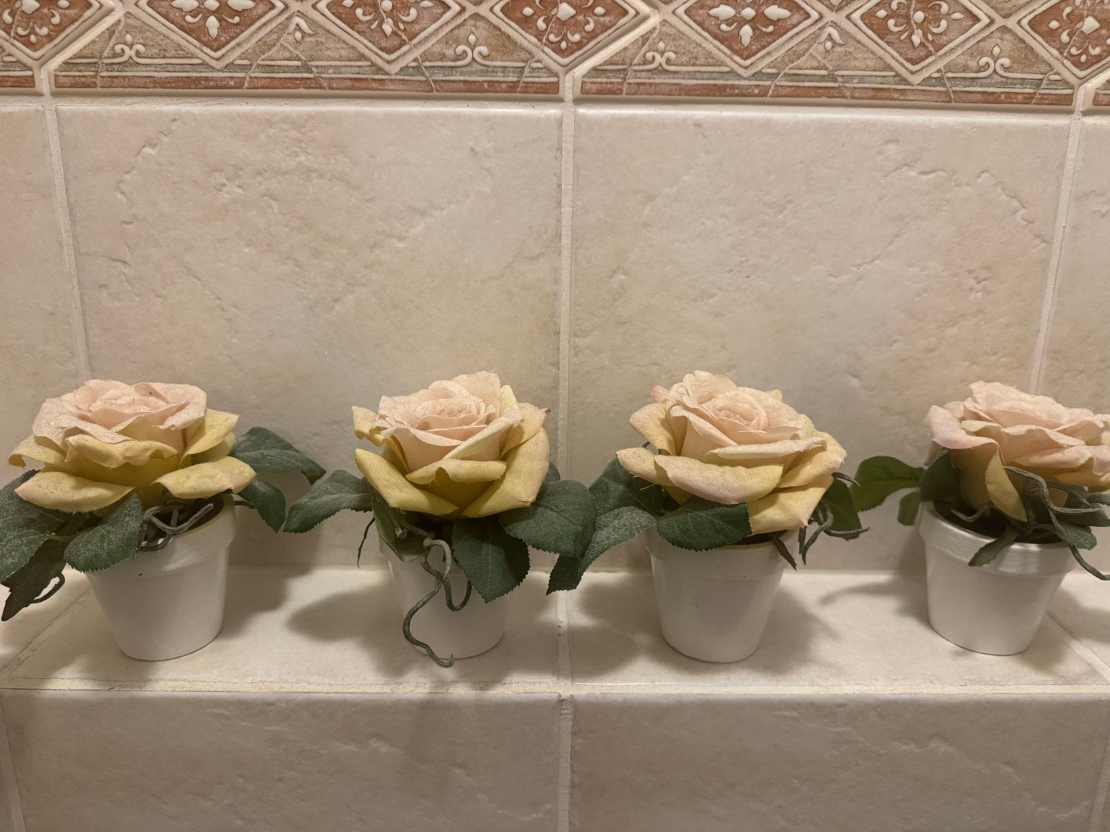 Set van 4 kunstbloemen rozen in potje - Rozen, Huis en Inrichting, Woonaccessoires | Kunstplanten en Kunstbloemen, Binnen, Kunstbloem