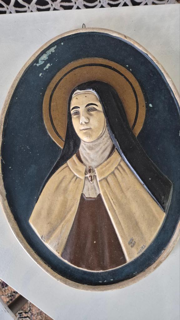 Vintage religieus wandreliëf - Heilige Theresia van Lisieux, Ophalen of Verzenden