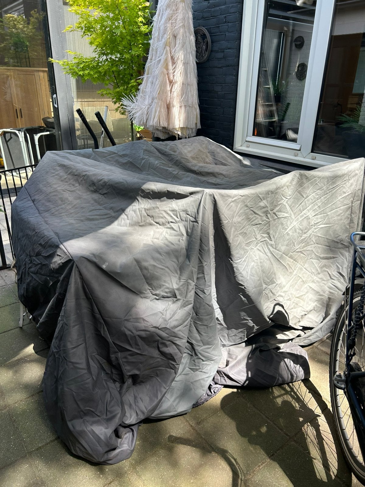 Tuinset hoes groot voor 6 stoelen, Ophalen, Zo goed als nieuw, 1 kind