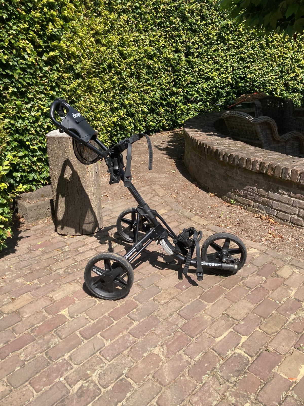 Complete Clicgear 4.0 zwart incl paraplu en bekerhouder, Overige merken, Gebruikt, Ophalen of Verzenden, Info@refitgolf.com