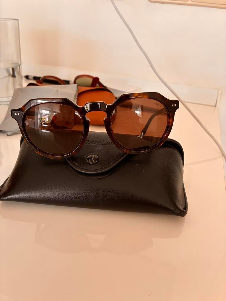 Polo Ralph Lauren Zonnebril met etui, Zonnebril, Bruin, Ralph Lauren, Ophalen of Verzenden