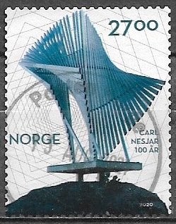 NOORWEGEN 27 Kr. zegel 100e Geboortedag van Carl Nesjar 2020, Ophalen of Verzenden, Noorwegen, Gestempeld