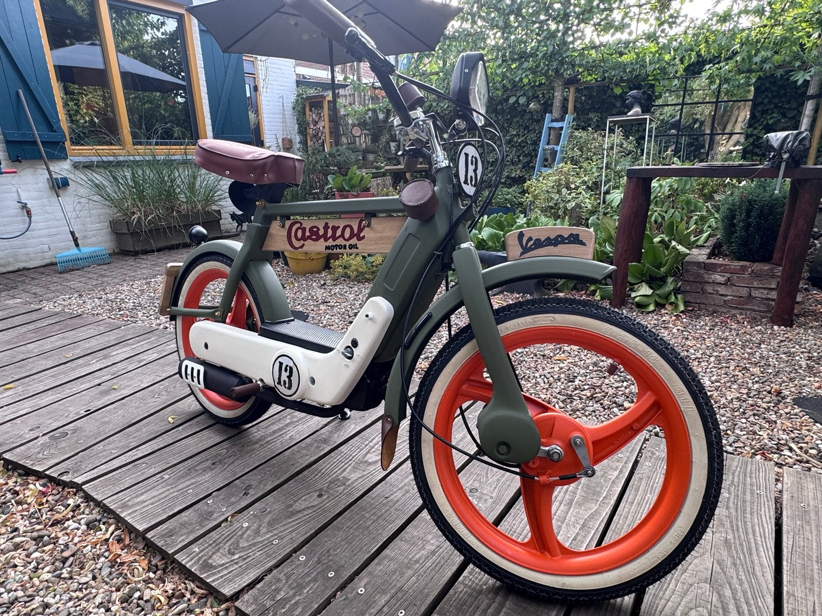 Unieke Piaggio Ciao - Castrol Custom - Olijfgroen, Ophalen of Verzenden, Zo goed als nieuw, Maximaal 25 km/u
