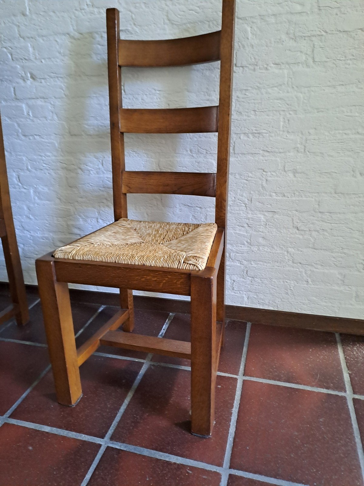 eiken stoel met handgemaakte biezen zitting., Antiek en Kunst, Ophalen