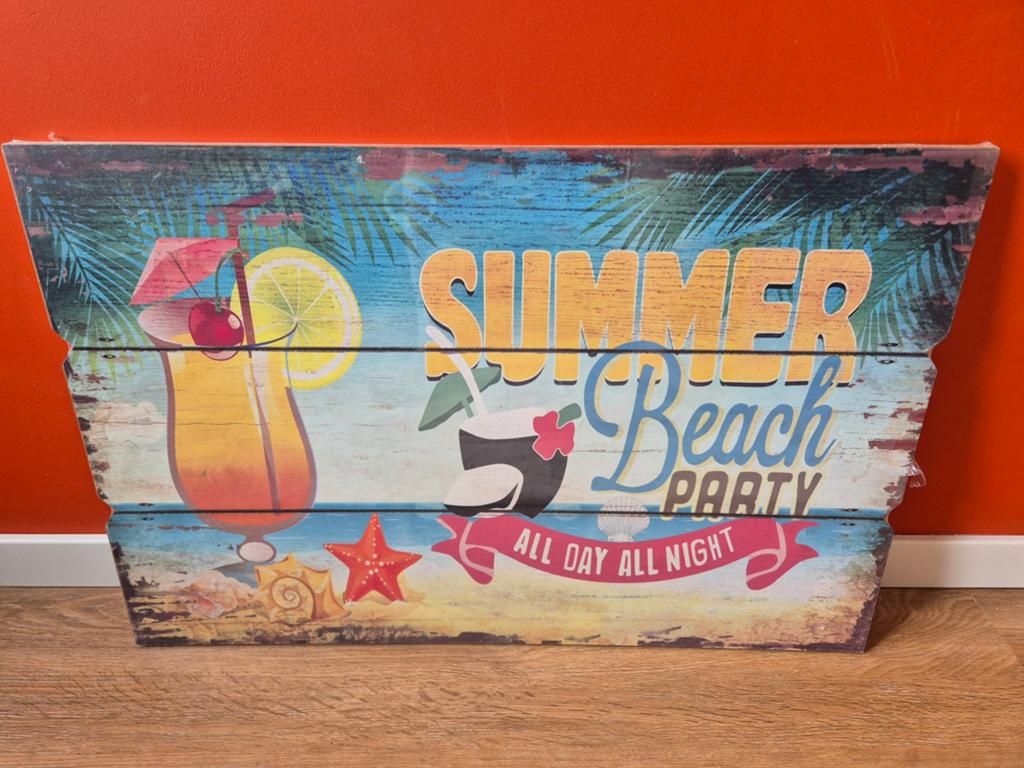Nieuw Summer Beach Party Wanddecoratie 58x38 cm, Ophalen of Verzenden, Nieuw